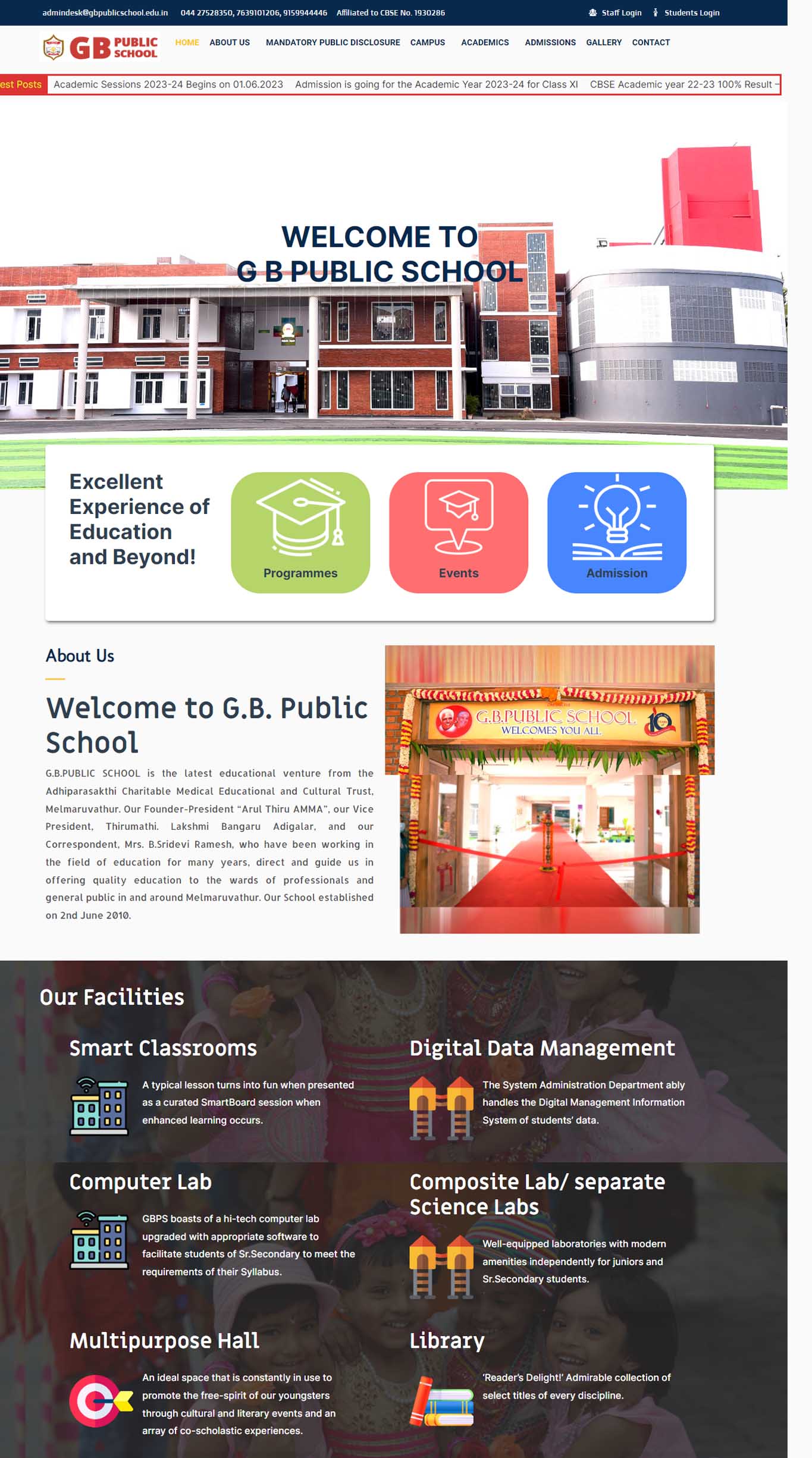 GB Public School Website development
